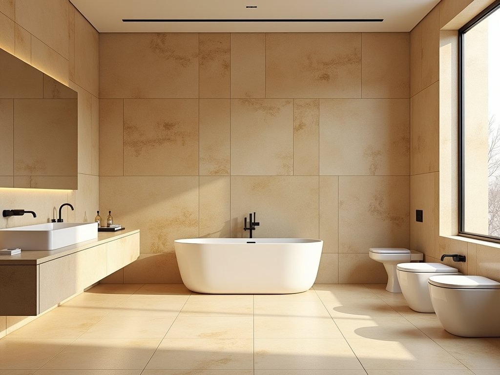 Yellow travertine bathroom project